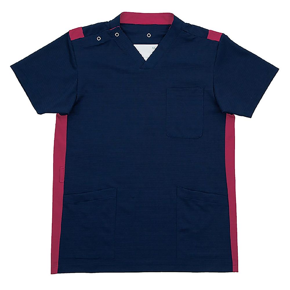 KIRAKU（トンボ） スクラブ ネイビー×バーガンディー S（身丈68cm） CM305-815 S 1枚（ご注文単位1枚）【直送品】