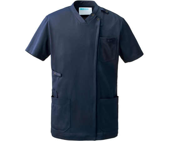KAZEN スクラブジャケット男女半袖 ネイビー 4L KZN715-28 4L 1枚(ご注文単位1枚)【直送品】