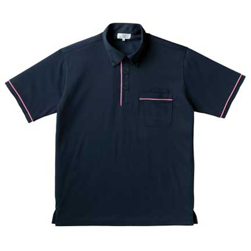 KIRAKU（トンボ） ニットシャツ ネイビー×ピンク 4L（身丈80cm） CR144-16 4L 1枚（ご注文単位1枚）【直送品】