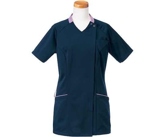 ヤギコーポレーション 半袖スクラブジャケット(レディース) ネイビー×パープル S R8947-22 1枚(ご注文単位1枚)【直送品】