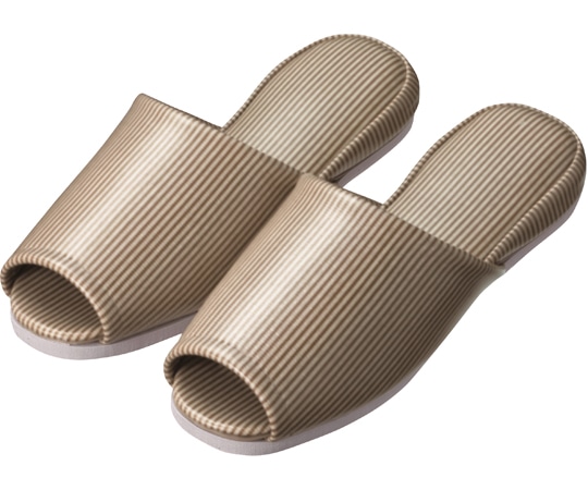 日紅商事 ストライプ柄前開きスリッパ ブラウン 20足セット NB5001（20ソクセット）-ブラウン-26.0cm 1箱（ご注文単位1箱）【直送品】