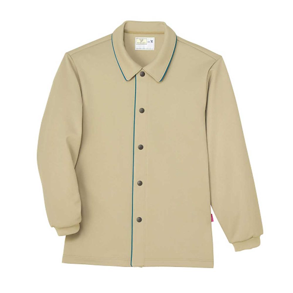 KIRAKU（トンボ） 前開きシャツ ベージュ×ピーコックグリーン L（身丈70cm） CV204-245 L 1枚（ご注文単位1枚）【直送品】