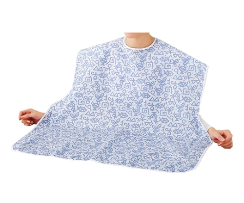 ケアファッション 名札付食事用エプロン ブルー 39670 1枚(ご注文単位1枚)【直送品】