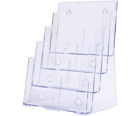 アズワン ツーウェイパンフレット立て 透明 パンフレットスタンドA4 4段 61-546-61-11 1個（ご注文単位1個）【直送品】