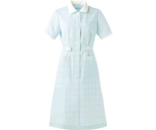 KAZEN ワンピース半袖 サックス LL 278-81 LL 1枚（ご注文単位1枚）【直送品】