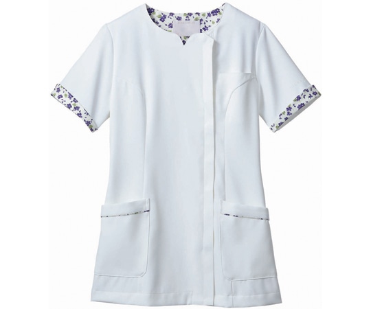 住商モンブラン スクラブ レディス 半袖 オフホワイト/バイオレット M LW611-16 M 1枚（ご注文単位1枚）【直送品】