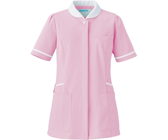 KAZEN レディスジャケット半袖 シェルピンク×ホワイト L 776-23 1枚（ご注文単位1枚）【直送品】