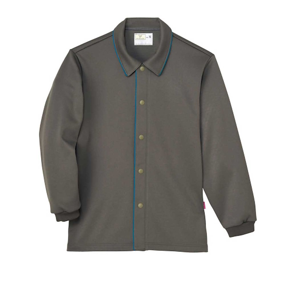 KIRAKU（トンボ） 前開きシャツ グレー×ピーコックグリーン M（身丈68cm） CV204-345 M 1枚（ご注文単位1枚）【直送品】