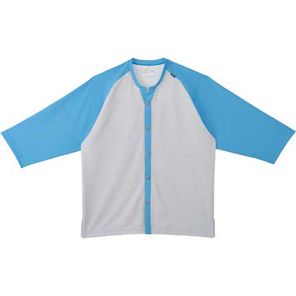 KIRAKU（トンボ） 前開きシャツ アクアブルー×シルバーモク M（身丈68cm） CR800-76 M 1枚（ご注文単位1枚）【直送品】