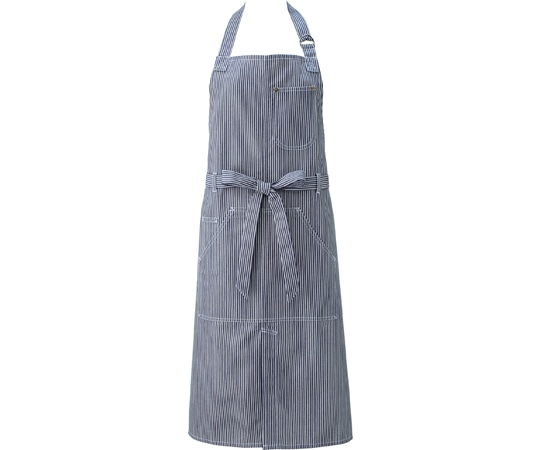 KAZEN 胸当てエプロン ヒッコリーストライプ フリー APK784-99 1枚（ご注文単位1枚）【直送品】