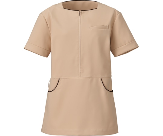 KAZEN レディスプルオーバー ベージュ×ブラウン LL KZN312-16L 1枚（ご注文単位1枚）【直送品】