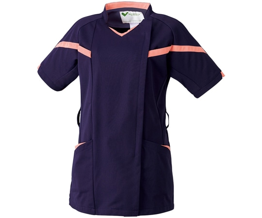 ミドリ安全 作業服 メディカルウェア ベルデクセル スクラブ VEM325上 ダークネイビー×コーラルピンク Mサイズ VEM325-UE-M 1着（ご注文単位1着）【直送品】