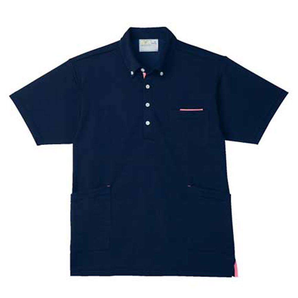 KIRAKU（トンボ） ニットシャツ ネイビー×ピンク 4L（身丈80cm） CR156-13 4L 1枚（ご注文単位1枚）【直送品】