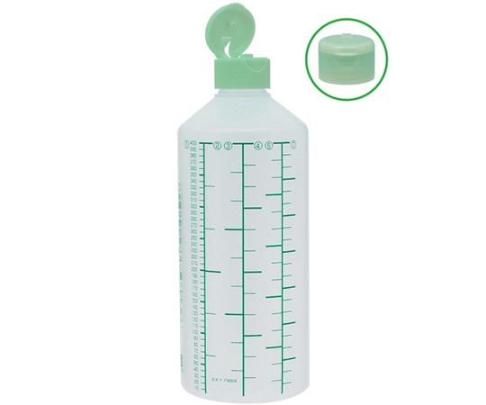 金鵄製作所 K投薬瓶 400mL ワンタッチキャップ（ライトグリーン:竹） 緑色目盛 50本入 23250-030 1箱（ご注文単位1箱）【直送品】