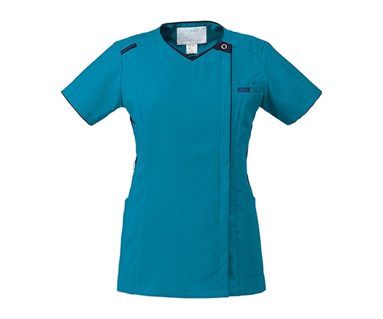 ZiPSCRUB(フォーク) レディスニットスクラブ(ジップスクラブ) ターコイズ×ダークネイビー 4L 7050SC-11 1枚(ご注文単位1枚)【直送品】