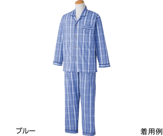 ケアファッション 紳士ワンタッチパジャマ ブルー S 89294 1着（ご注文単位1着）【直送品】