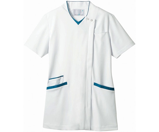 住商モンブラン スクラブ レディス 半袖 白/ターコイズ M 73-2244 M 1枚（ご注文単位1枚）【直送品】