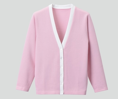 ディーフェイズ カーディガン(Vネック) LL ピンク×ホワイト C-04 1枚(ご注文単位1枚)【直送品】