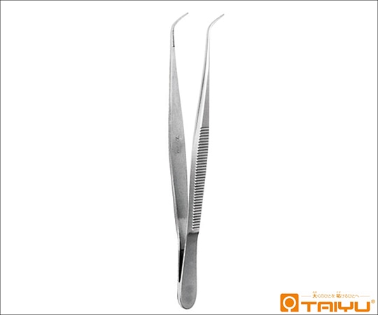 TAIYU（大祐医科工業） 眼科鑷子 曲 無鈎 併式 ダボ無 全長11cm TY-060C 1本（ご注文単位1本）【直送品】