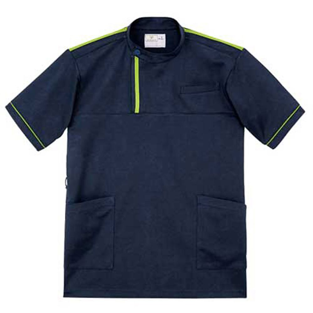KIRAKU(トンボ) ケアワークシャツ ネイビー×ライム SS(身丈64cm) CR197-37 SS 1枚(ご注文単位1枚)【直送品】