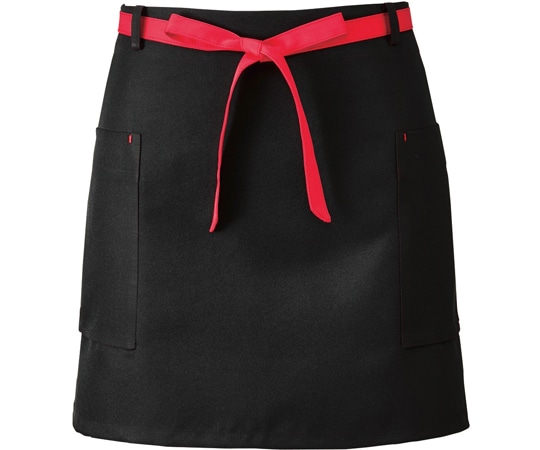 KAZEN サロンエプロン ブラック×レッド フリー APK158-5 1枚（ご注文単位1枚）【直送品】