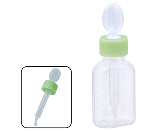 金鵄製作所 小判型投薬瓶 60mL スポイト付キャップ（ライトグリーン:竹） 200本入 22010-003 1箱（ご注文単位1箱）【直送品】