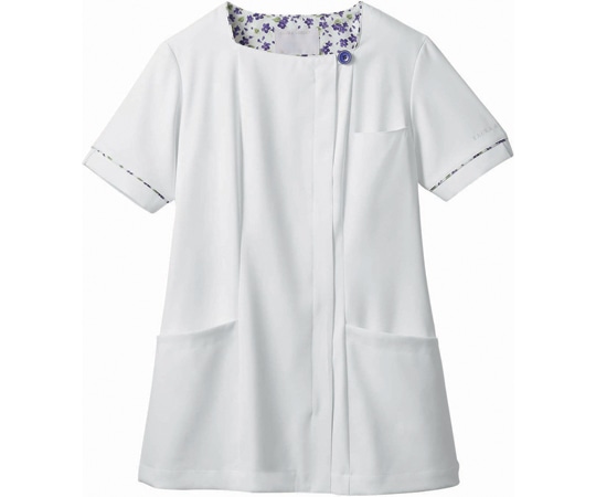 住商モンブラン ナースジャケット 半袖 オフホワイト/バイオレット S LW812-16 S 1枚（ご注文単位1枚）【直送品】