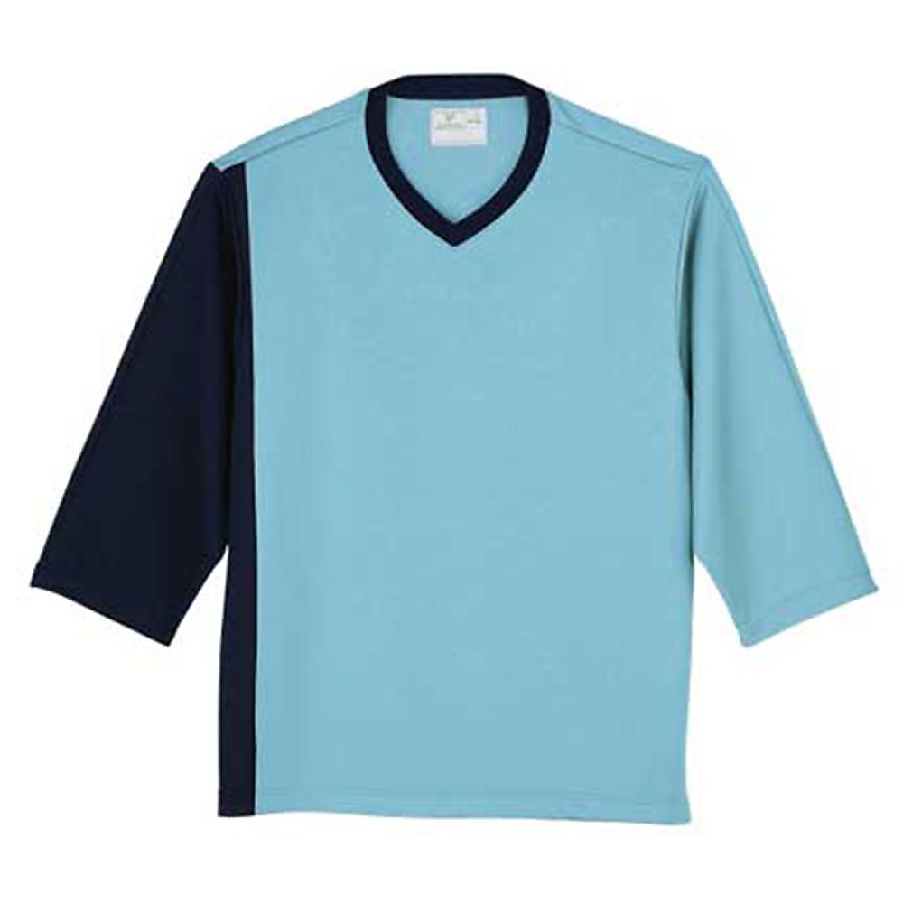 KIRAKU（トンボ） 前開き検診用シャツ ブルー×ネイビー M（身丈68cm） CR814-75 M 1枚（ご注文単位1枚）【直送品】