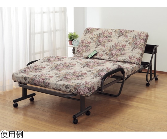 ファミリー・ライフ 木製棚付き収納式リクライニングベッド（電動タイプ） ゴブラン柄 コンセント付 04032 1箱（ご注文単位1箱）【直送品】