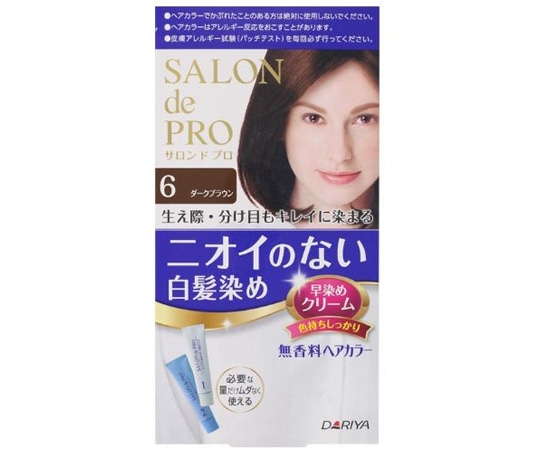 ダリヤ サロンドプロ 無香料ヘアカラー 早染めクリーム 6ダークブラウン(白髪用)40g+40g 1個(ご注文単位1個)【直送品】