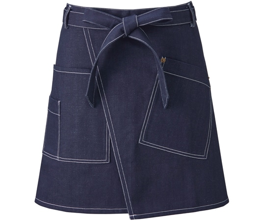 KAZEN ショートエプロン インディゴブルー フリー APK780-98 1枚（ご注文単位1枚）【直送品】