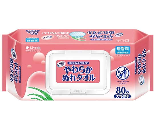 リブドゥコーポレーション リフレ やわらかぬれタオル フタ付き 80枚×12袋入 92426 1ケース（ご注文単位1ケース）【直送品】