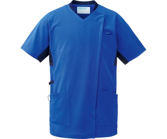 KAZEN スクラブジャケット半袖男女 ロイヤルブルー×ネイビー 3L 988-28 3L 1枚（ご注文単位1枚）【直送品】