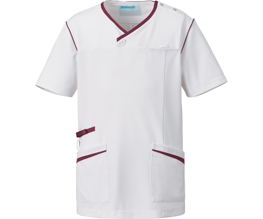 KAZEN メンズスクラブ ホワイト×プラム 3L 991-15 1枚（ご注文単位1枚）【直送品】