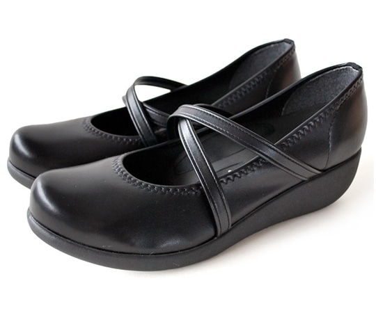 リゲッタ クロスベルトウェッジパンプス ブラック L（24.0~24.5cm） R35-BLK-L 1足（ご注文単位1足）【直送品】