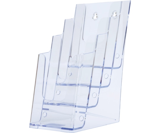 アズワン ツーウェイパンフレット立て 透明 パンフレットスタンドA4 三ツ折 4段 61-546-61-4 1個（ご注文単位1個）【直送品】