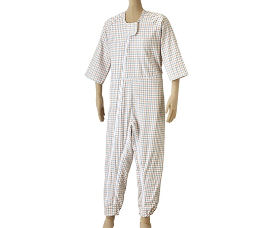 松本ナース産業 前開き介護ねまき WファスナーⅡ型ホックカバー付 ツイル オレンジ 3L  1枚（ご注文単位1枚）【直送品】