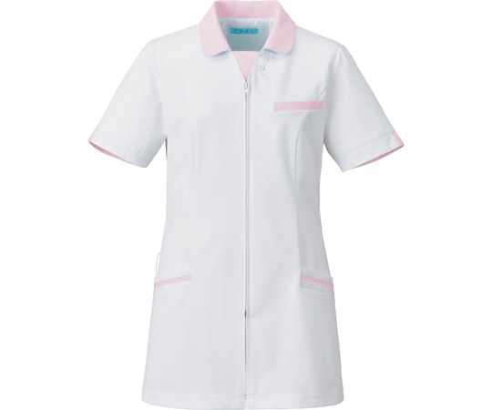 KAZEN レディスジャケット半袖 ホワイト×ピンク 3L 779-23 1枚（ご注文単位1枚）【直送品】