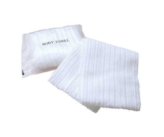 三和 柄付ボディタオル 白ボーダー 600個入 BT-37 1箱（ご注文単位1箱）【直送品】