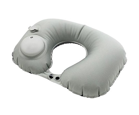 山善（YAMAZEN） 押すだけで膨らむポンプ式 エアーネックピロー（収納ポーチ付） グレー PAF-PL 1個（ご注文単位1個）【直送品】