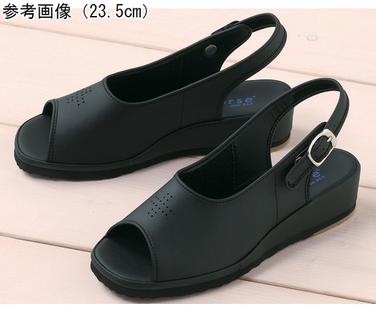 フォーク ナースサンダル ブラック 23.0cm 758-6 1足（ご注文単位1足）【直送品】