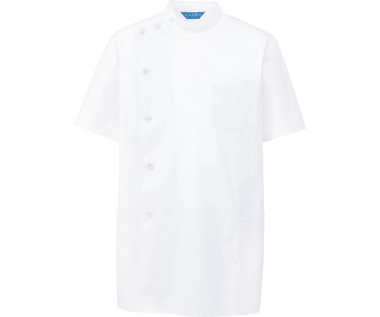 KAZEN メンズ医務衣 半袖 白 4L 132-30 4L 1枚（ご注文単位1枚）【直送品】
