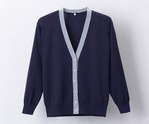 ディーフェイズ 抗ピル配色カーディガン 濃紺×杢グレー L D-1013 1枚(ご注文単位1枚)【直送品】