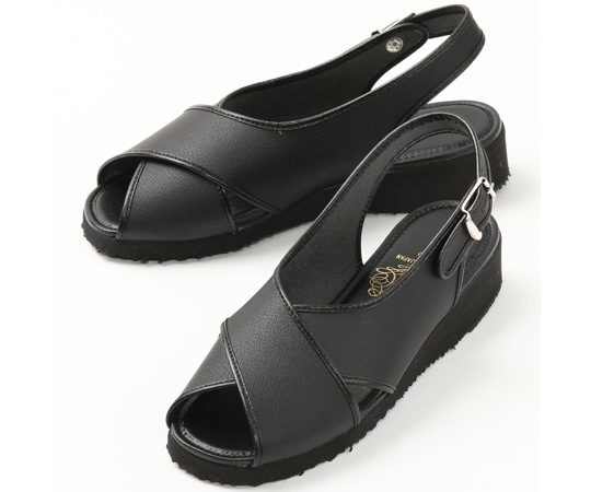 マリアンヌ製靴 サンダル 黒 24.0cm No.2290 1足（ご注文単位1足）【直送品】