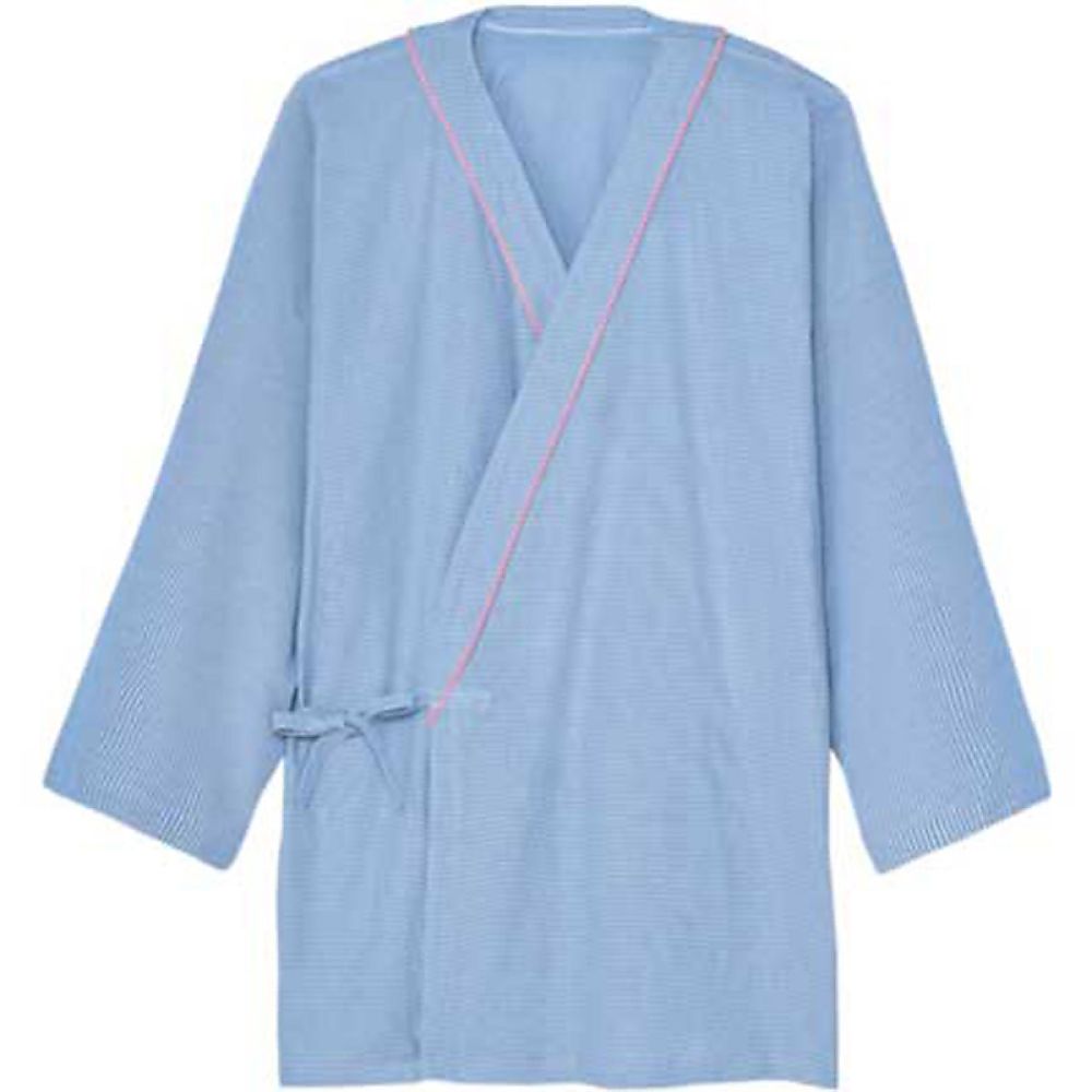 KIRAKU（トンボ） ニット患者衣 甚平 ブルー L 1ケース（10枚入） CV012-75 L 1ケース（ご注文単位1ケース）【直送品】