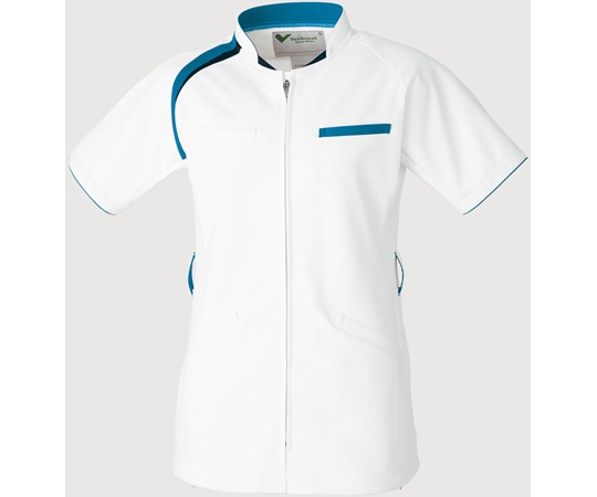 ミドリ安全 作業服 メディカルウェア ベルデクセル スクラブ VEM153上 ホワイト×ターコイズ×チャコールグレー 3Lサイズ VEM153-UE-3L 1着（ご注文単位1着）【直送品】