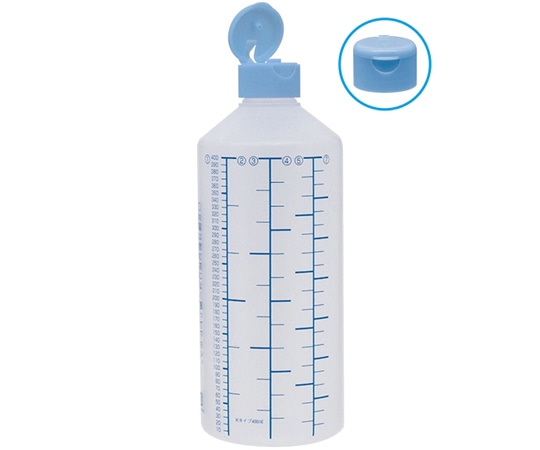 金鵄製作所 K投薬瓶 400mL ワンタッチキャップ（スカイブルー:水） 青色目盛 50本入 23250-025 1箱（ご注文単位1箱）【直送品】