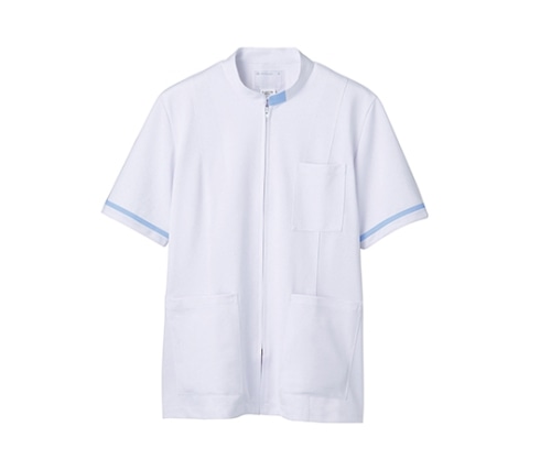 住商モンブラン ジャケット メンズ 半袖 白/サックス 72-854 L 1枚（ご注文単位1枚）【直送品】