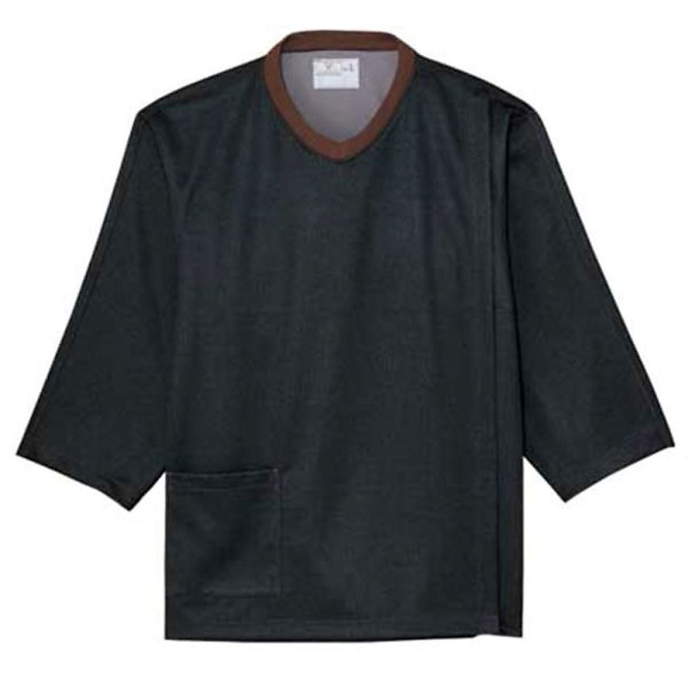 KIRAKU（トンボ） 前開き検診用シャツ ミッドグレー×ブラウン M（身丈68cm） CV317-30 M 1枚（ご注文単位1枚）【直送品】