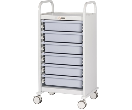 宮成製作所 薬剤保管庫メディロック 与薬カート 深型6段 ダイヤル錠 ライトパープル MLGW-106D-V 1台（ご注文単位1台）【直送品】